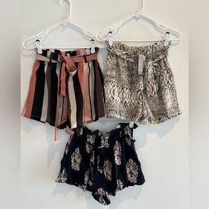 Paperbag Waist Tie Shorts High Rise Boho Casual Summer Bundle Small